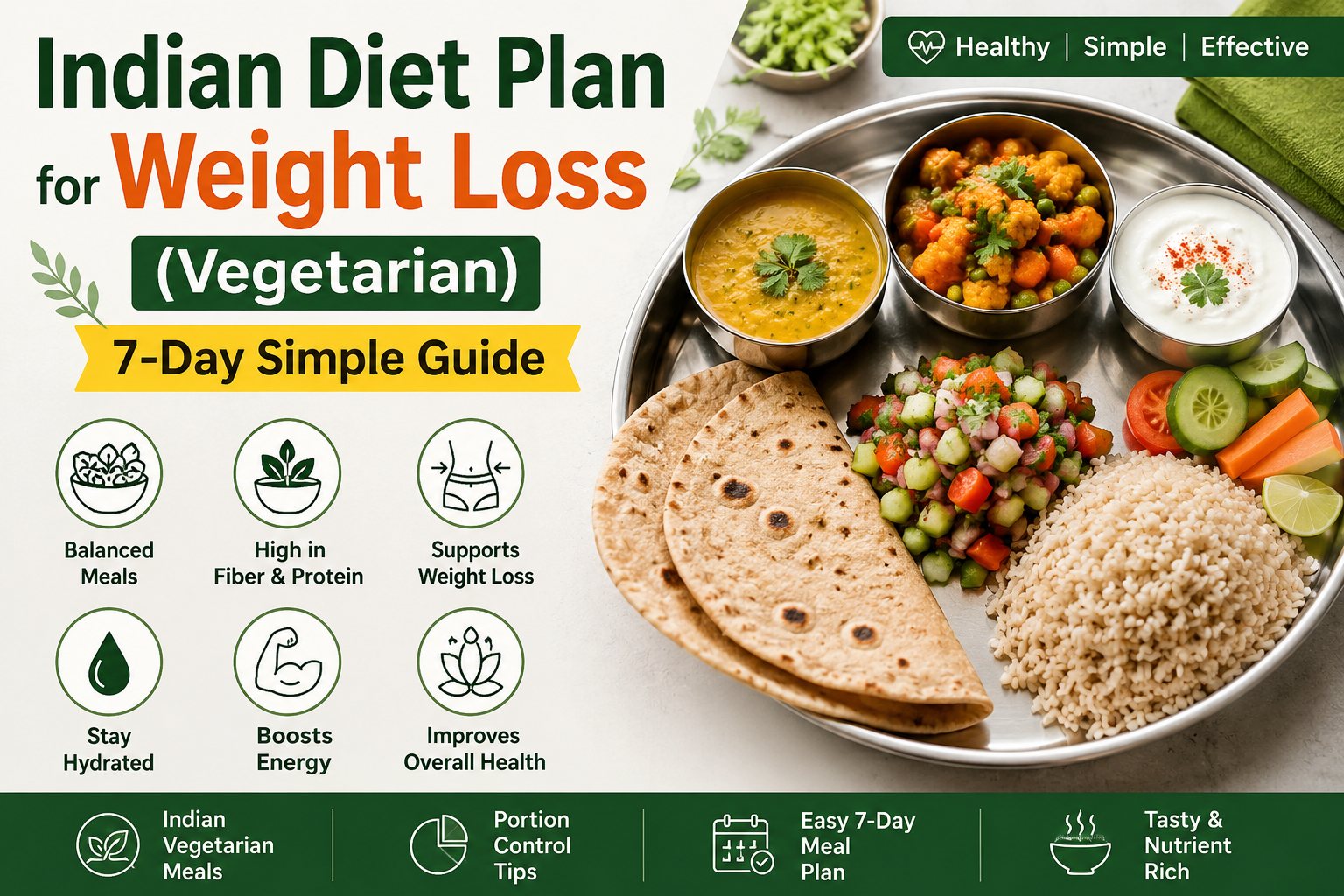 Indian Diet Plan for Weight Loss (Vegetarian)